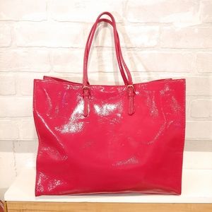 TALBOTS Red Patent Leather Tote Bag - Fits Laptop
